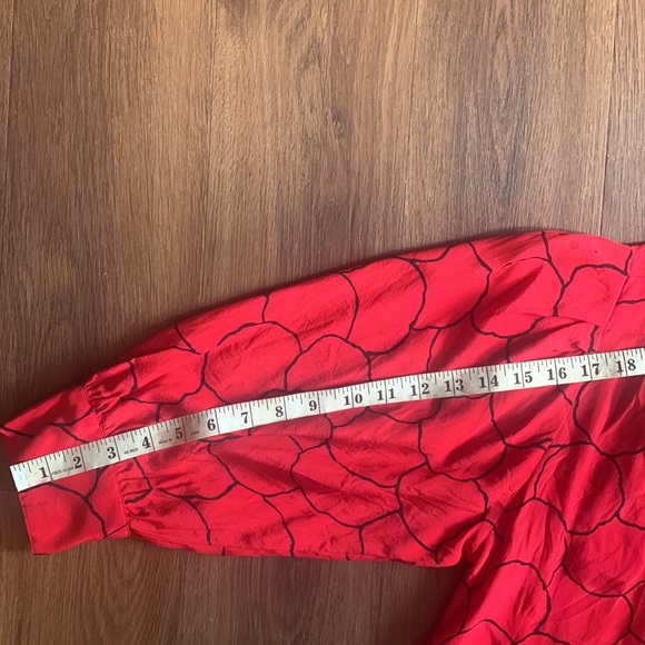 Vintage Red Silk Dress Size Medium or Large pattern Retro Size 10 Shift 80's 90' - Picture 13 of 13